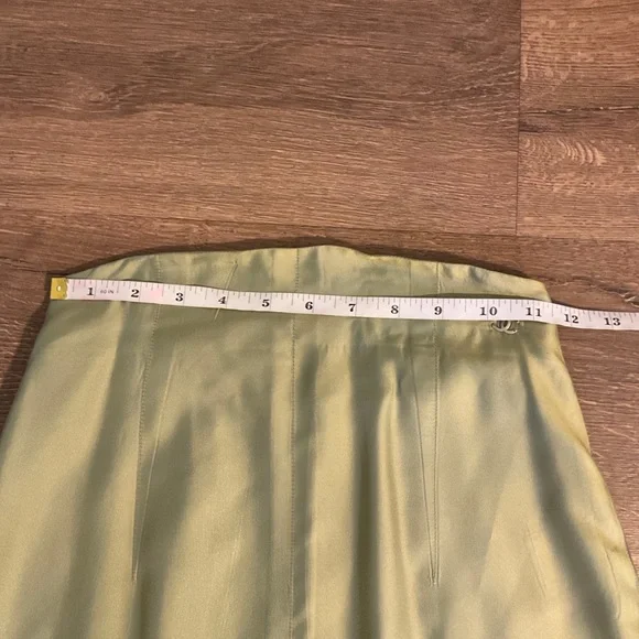 Vintage Chanel spring green / blue midi skirt w/ back slits, XS (34) - Picture 8 of 12